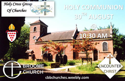 Churchill church; Holy Cross Group of Churches Service at Broome church 30th August 2020 poster