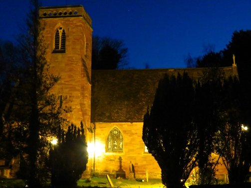 Churchill church at night